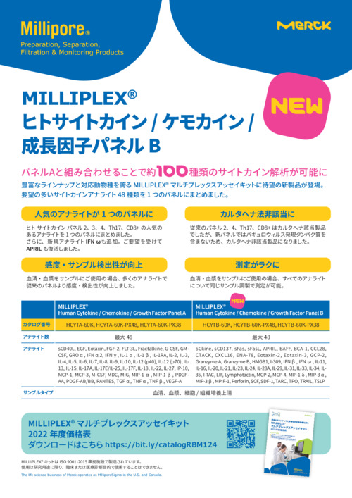 MILLIPLEX®ヒトサイトカイン/ ケモカイン/成長因子パネルB 表紙