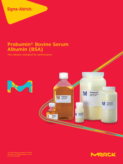 Probumin® Bovine Serum Albumin (BSA) ～体外診断薬・バイオ医薬品に必須の高品質なアルブミン～ 表紙