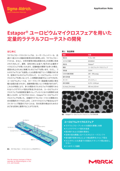 ユーロピウムマイクロスフェアを用いた 定量的ラテラルフローテストの開発  表紙