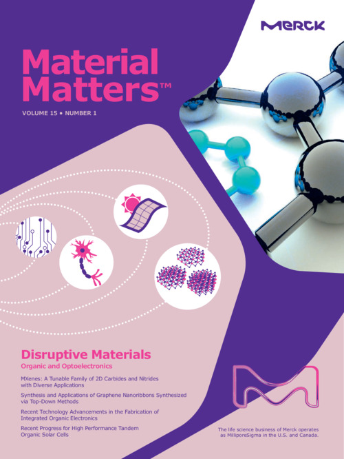 Material Matters Vol.15 No.1 「有機およびオプトエレクトロニクスにおけるディスラプティブ材料」（英語版） 表紙
