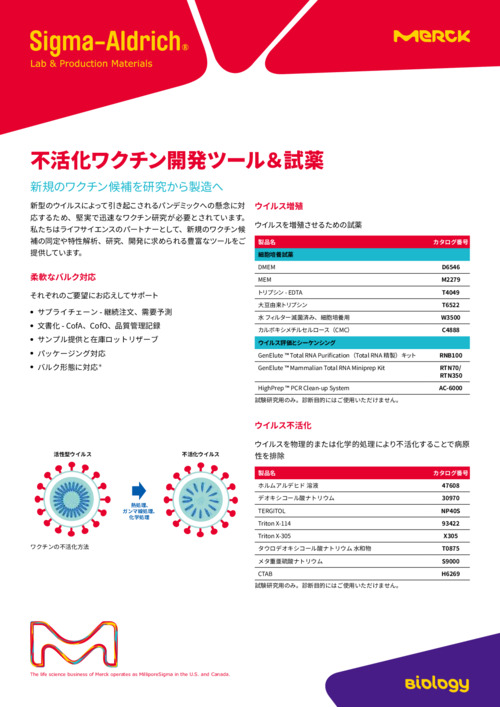 不活化ワクチン開発ツール＆試薬 表紙