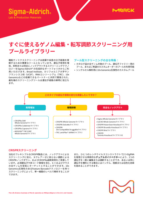 すぐに使えるゲノム編集・転写調節スクリーニング用プールライブラリー 表紙